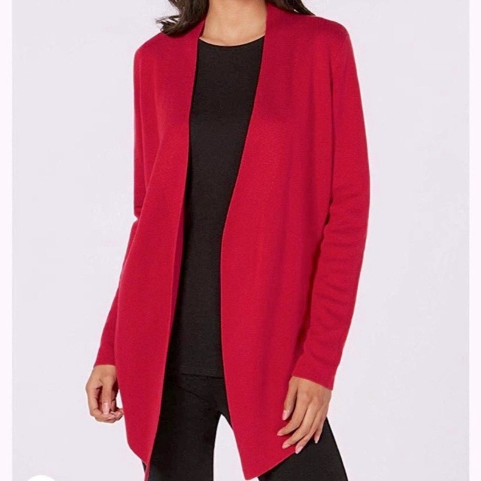 Eileen Fisher Cranberry Pink Open Front Knit Tencel Silk Cardigan Medium
